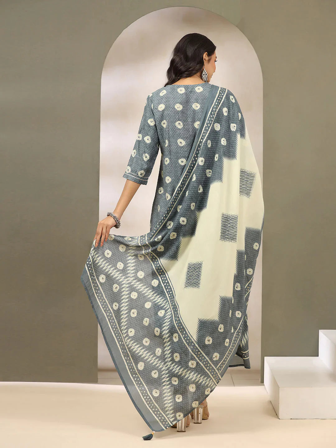 Printed Muslin Kurta With Pants &amp; Dupatta