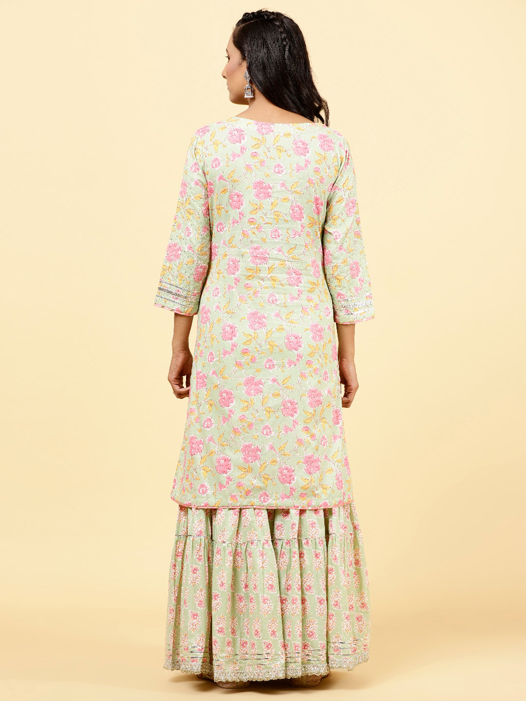 Printed Cotton Kurta With Garara