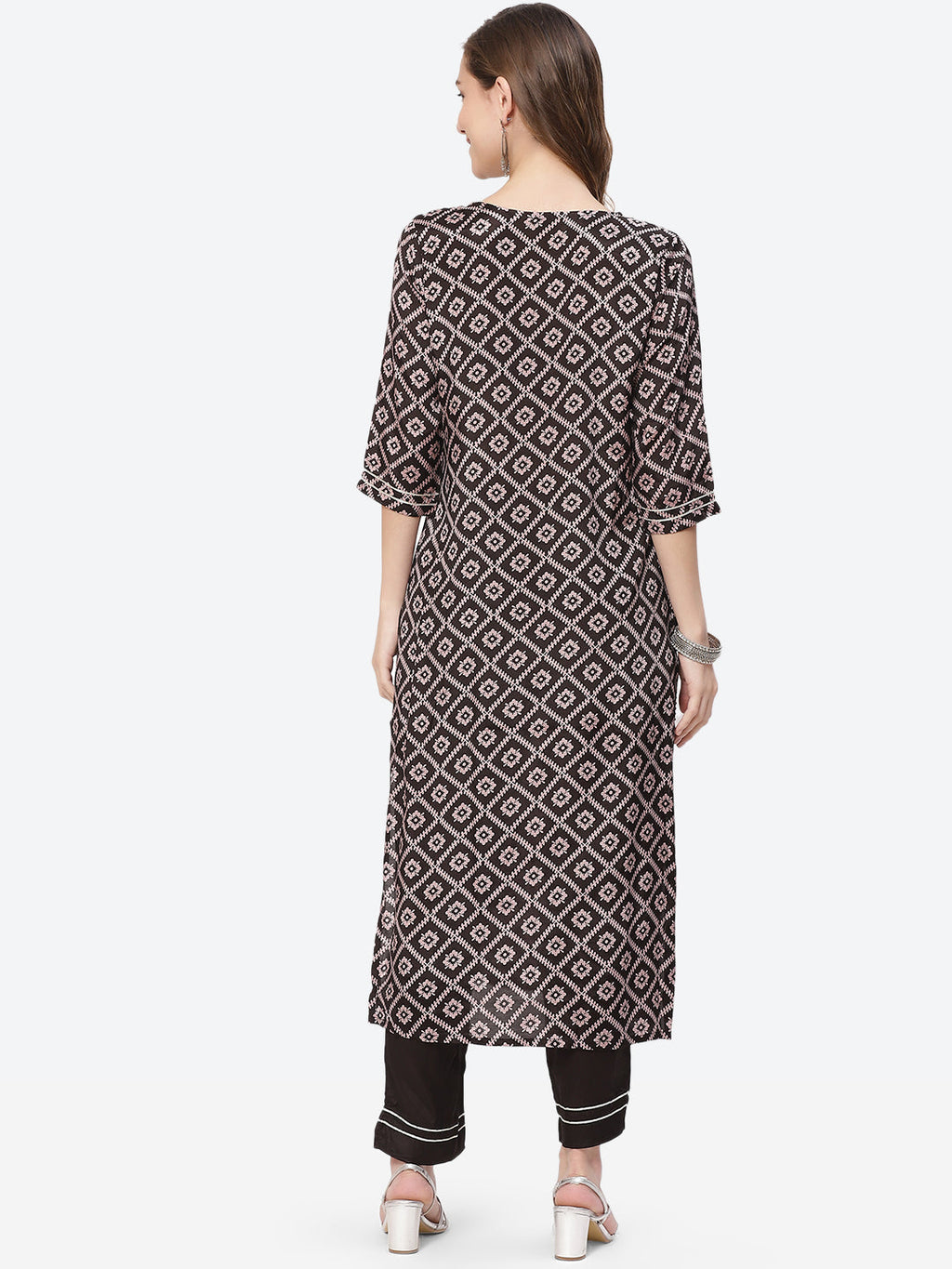 Printed Zari Work Cotton Kurta With Pant