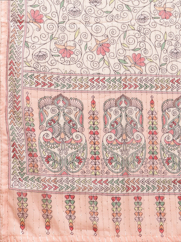 Digital Printed Sequence Georgette Saree