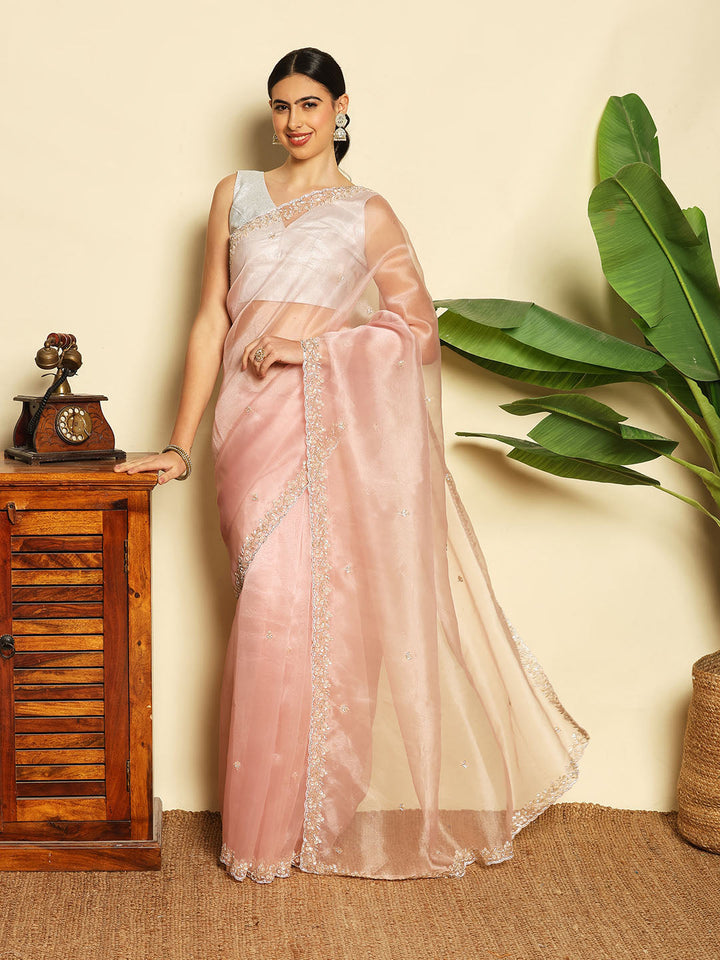 Sequence Embroidery Tissue Saree