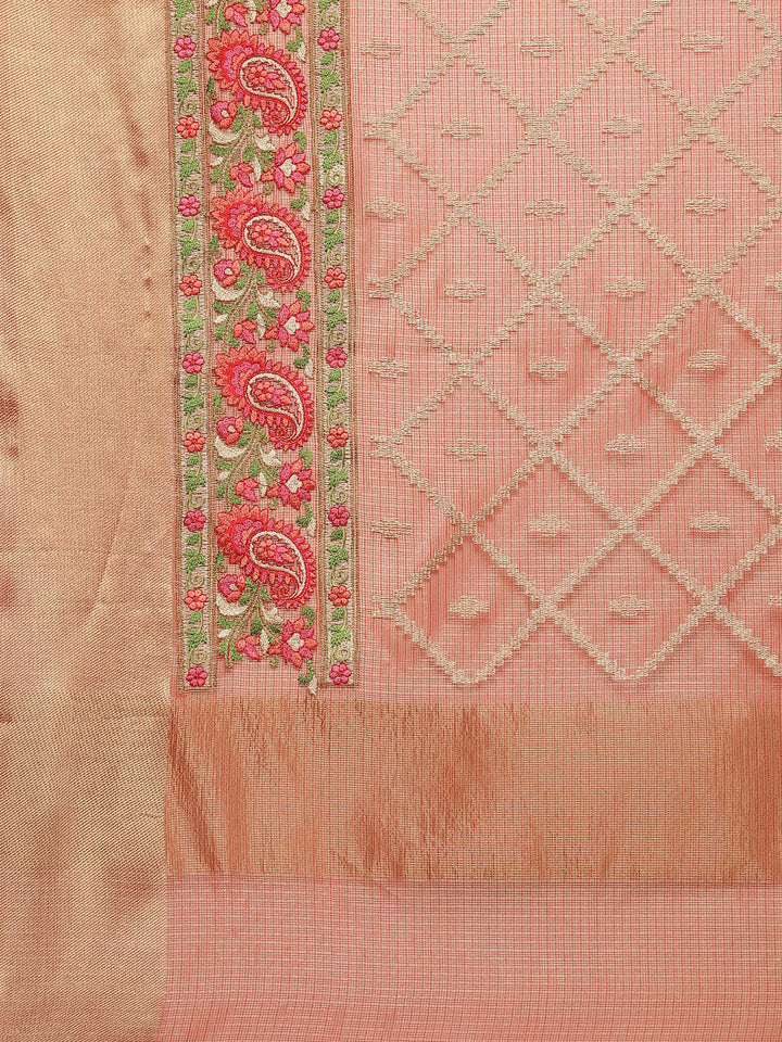 Resham Jaal Cotton Embroidered Saree