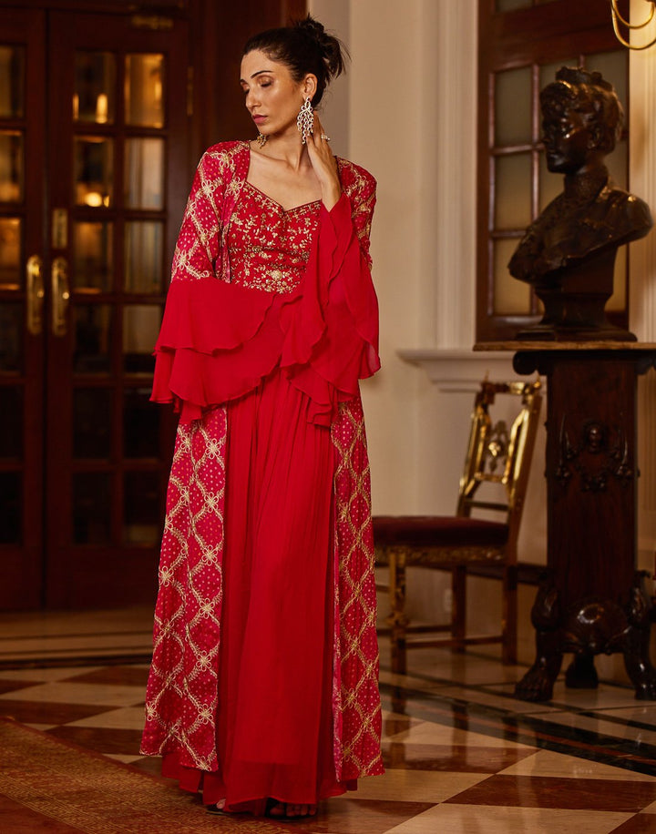 Embroidered Georgette Salwar Kameez Stitched Suit With Jacket