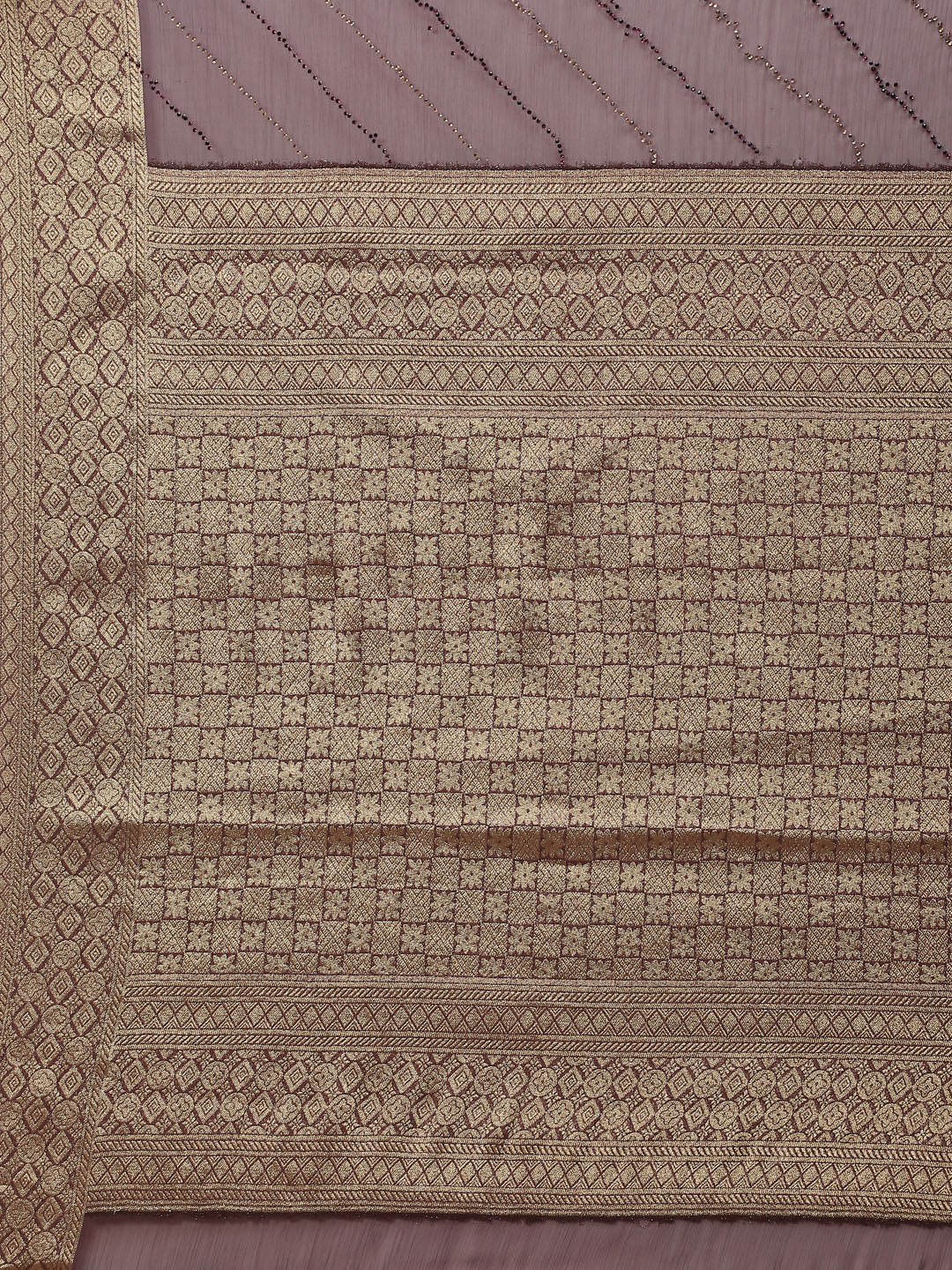 Stone Work Chiffon Plain Saree