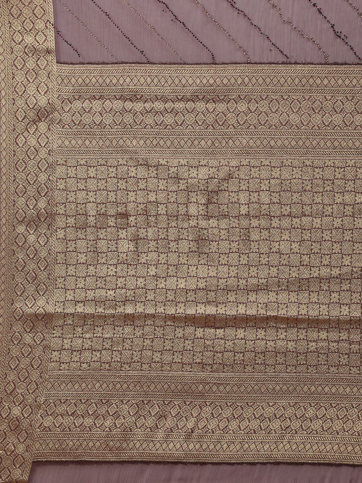 Stone Work Chiffon Plain Saree