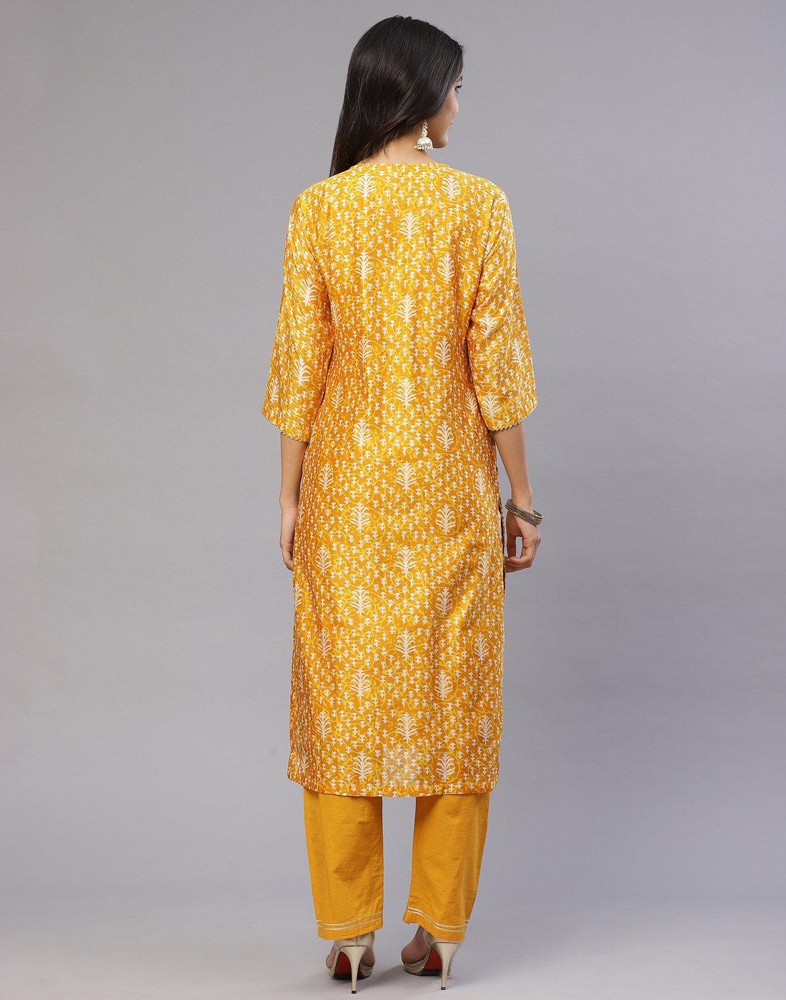 Hot pink and Mustard Cotton Chanderi Salwar Kameez