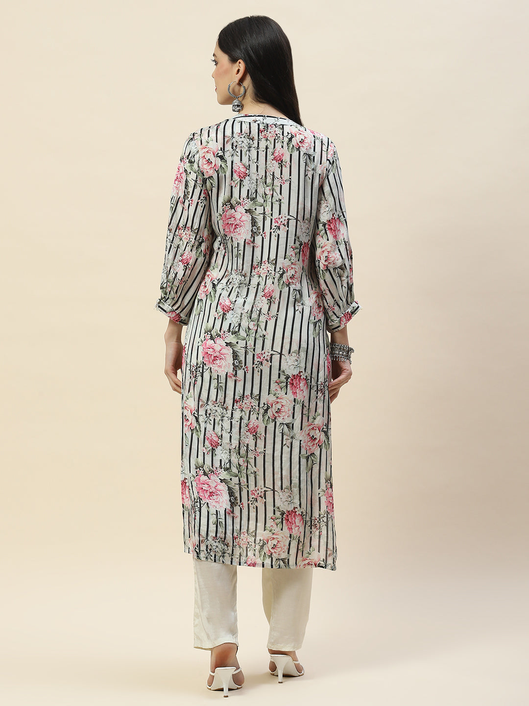 Floral Print Muslin Kurta With Pants