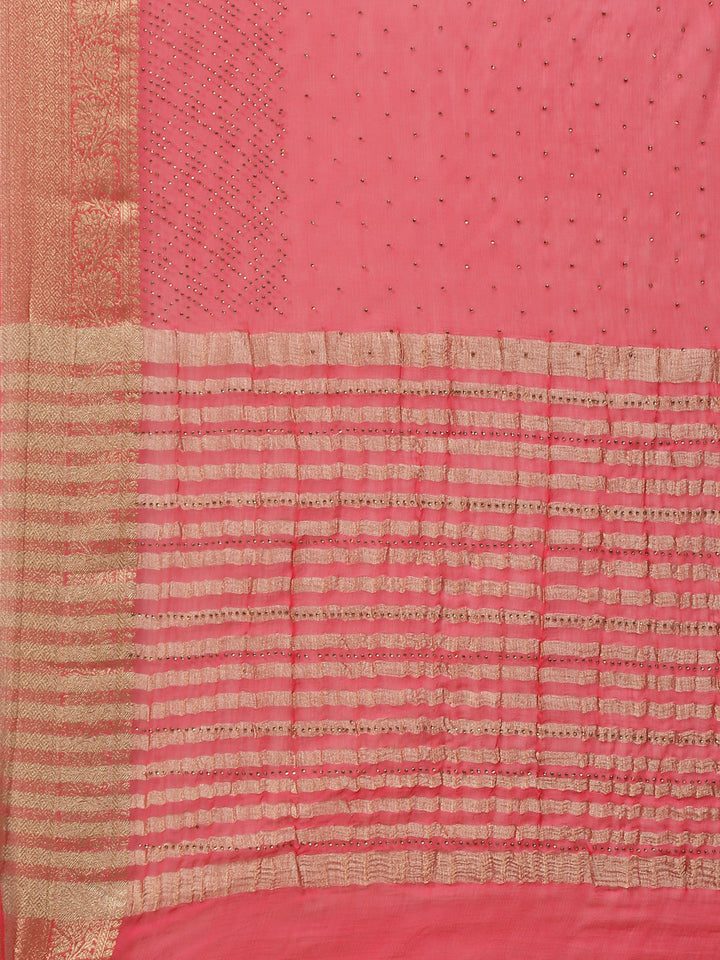 Stone Work Georgette Plain Saree
