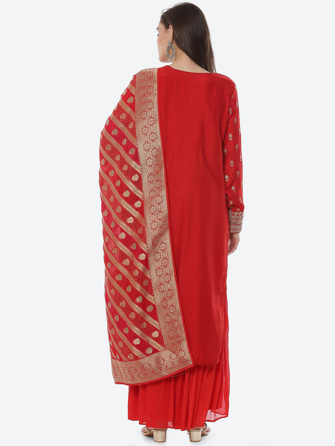 Zari Booti Neck Zari Embroidered Handloom Kurta With Garara & Dupatta