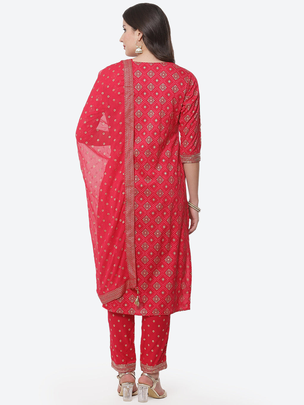 Zari Work Cotton Muslin Kurti Printed Pant And Dupatta