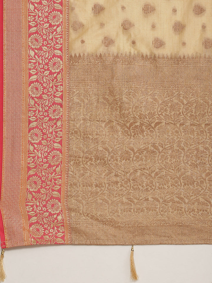 Zari Border Booti Handloom Woven Saree
