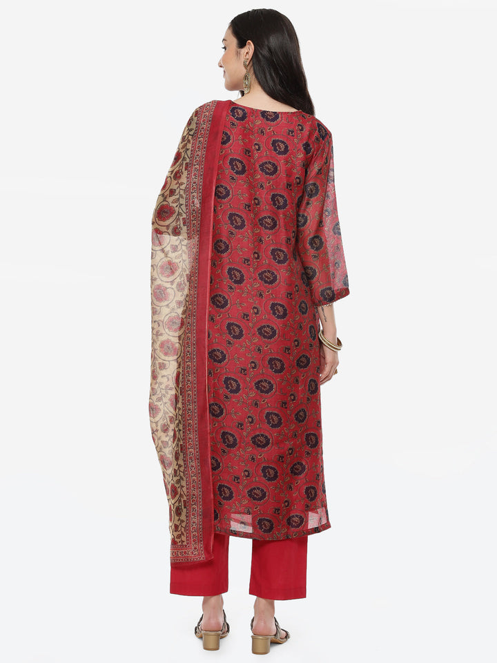 Printed Cotton Chanderi Stitched Salwar Kameez With Dupatta