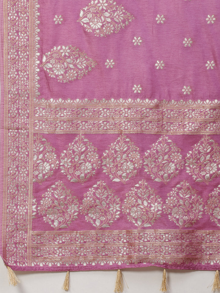 Zari Border Booti Banarasi Woven Saree
