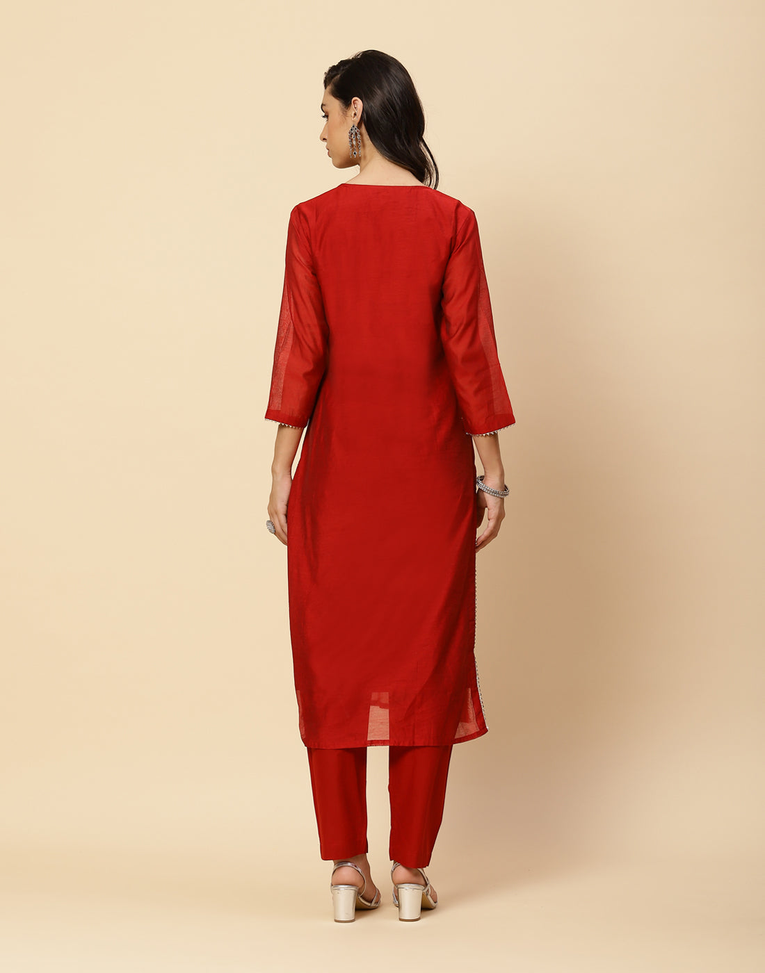 Embroidered Gota Work Cotton Salwar Kameez Stitched Suit With Chanderi Dupatta