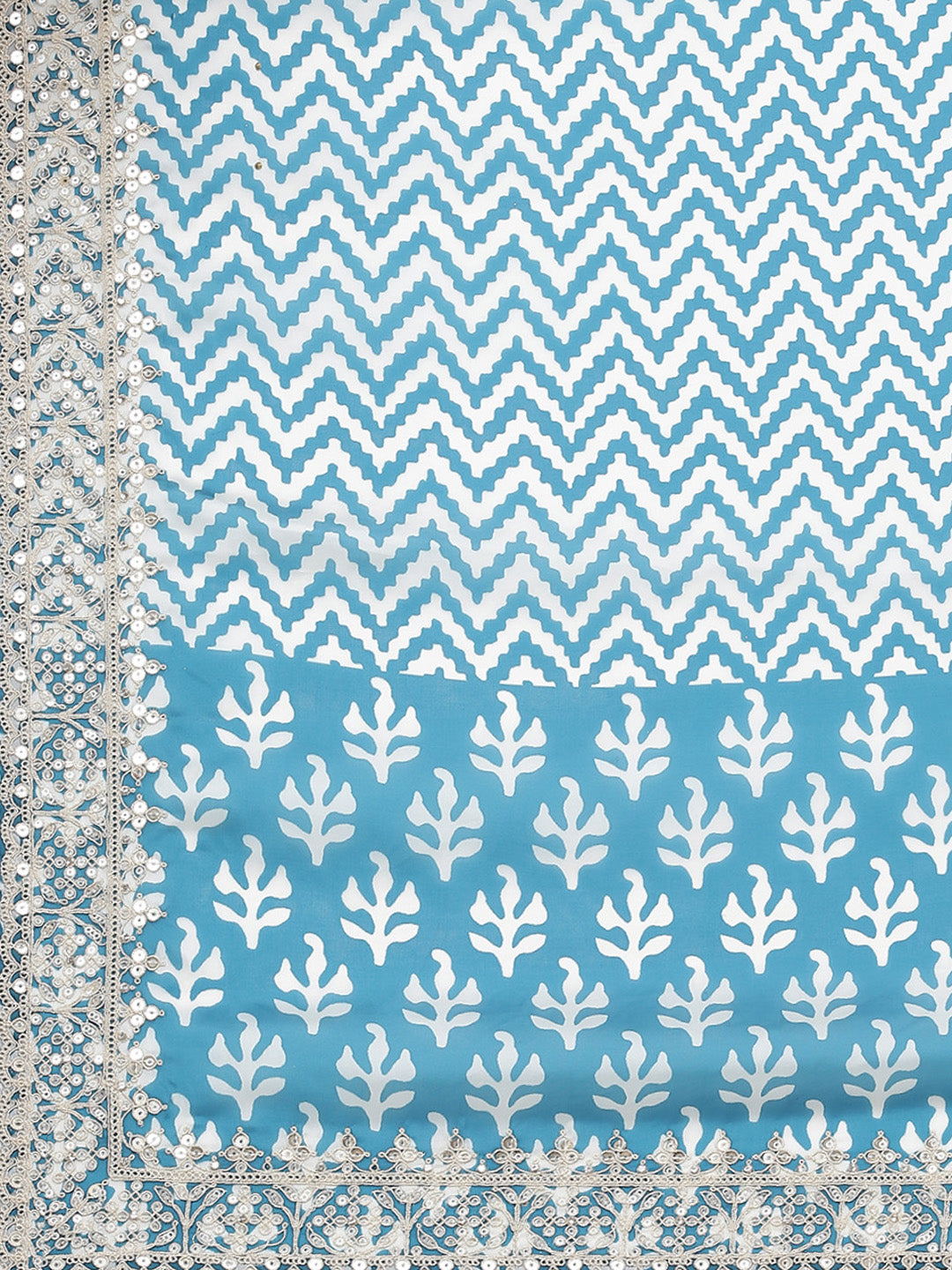 Block Printed Satin Saree - Meena bazaar
