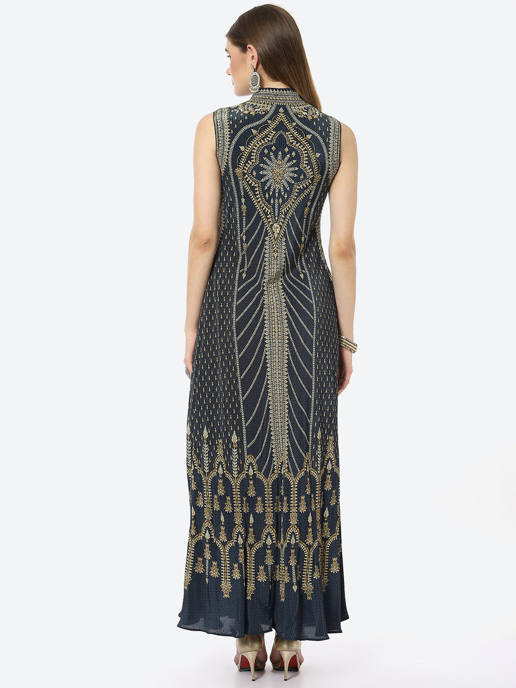 Digital Printed Crepe A-Line Gown Dress