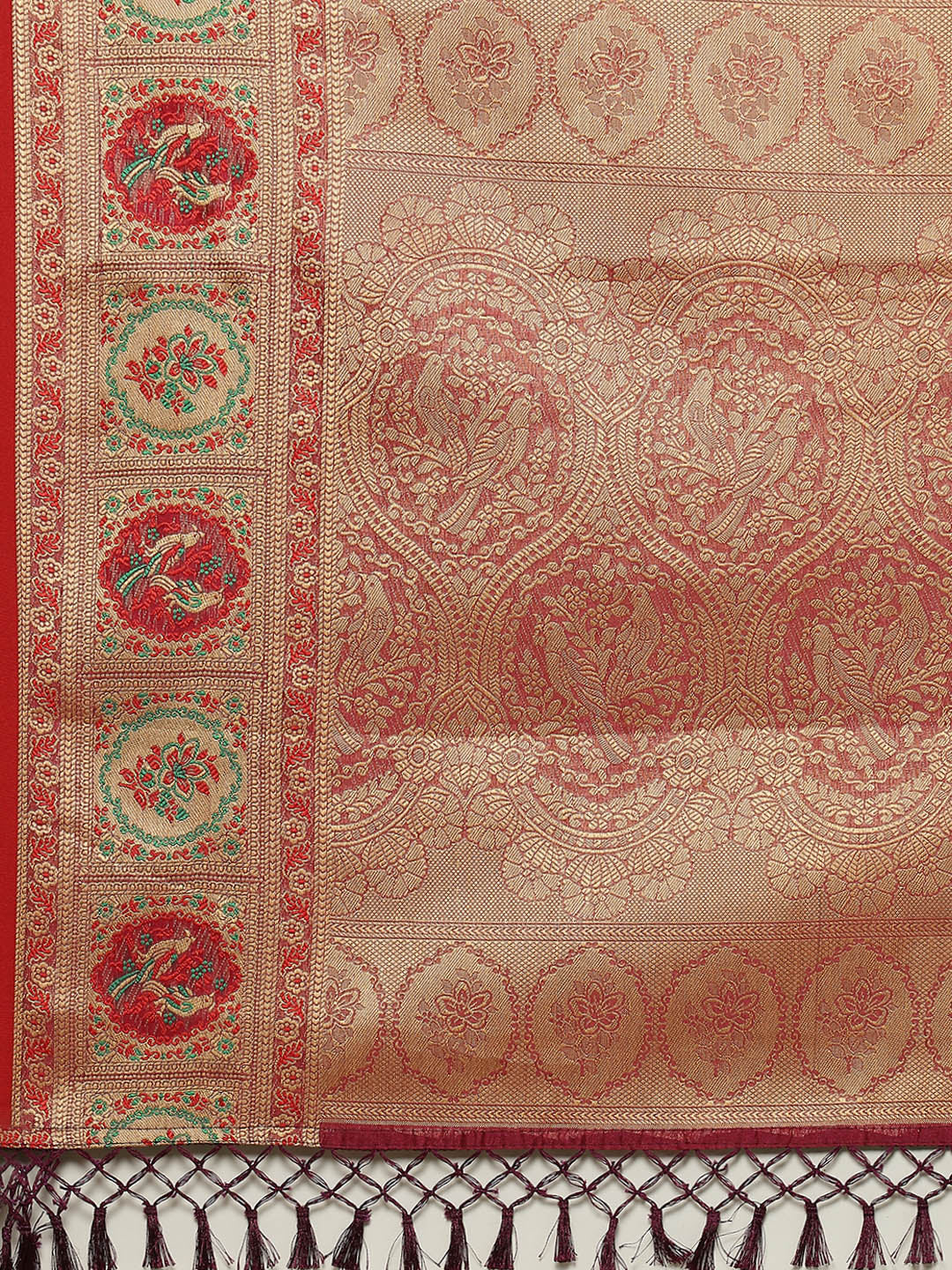 Zari Border Booti Cotton Woven Saree