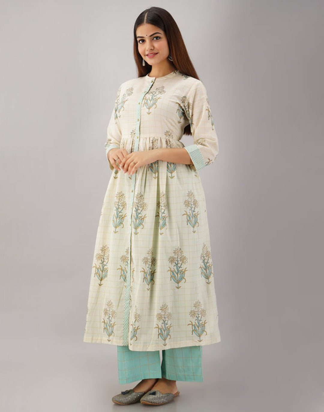 Printed Cotton Anarkali Kurti With Pant