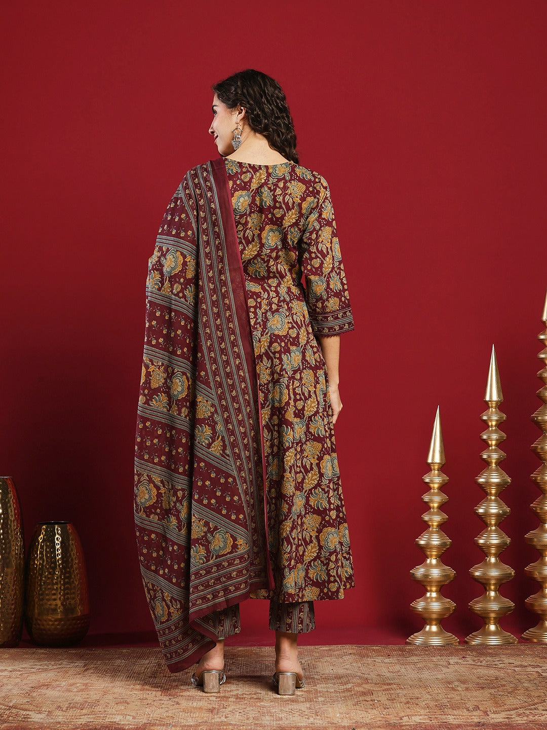 Printed Cotton Kurta With Pant &amp; Dupatta