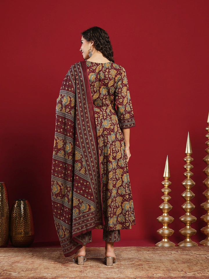 Printed Cotton Kurta With Pant &amp; Dupatta
