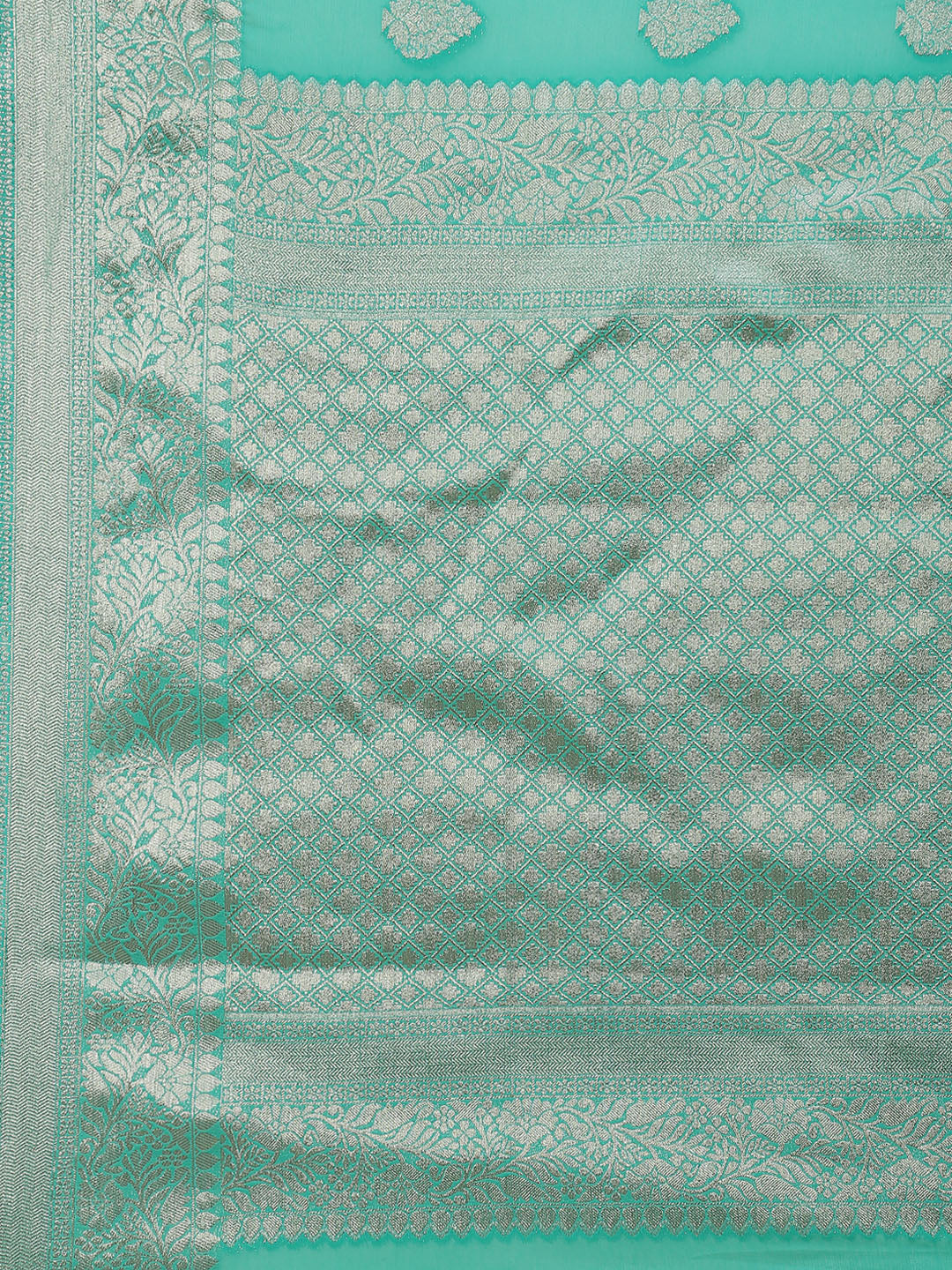 Zari Booti Chiffon Plain Saree