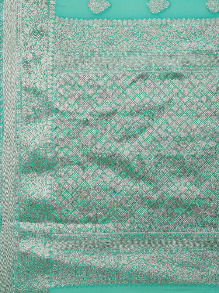 Zari Booti Chiffon Plain Saree