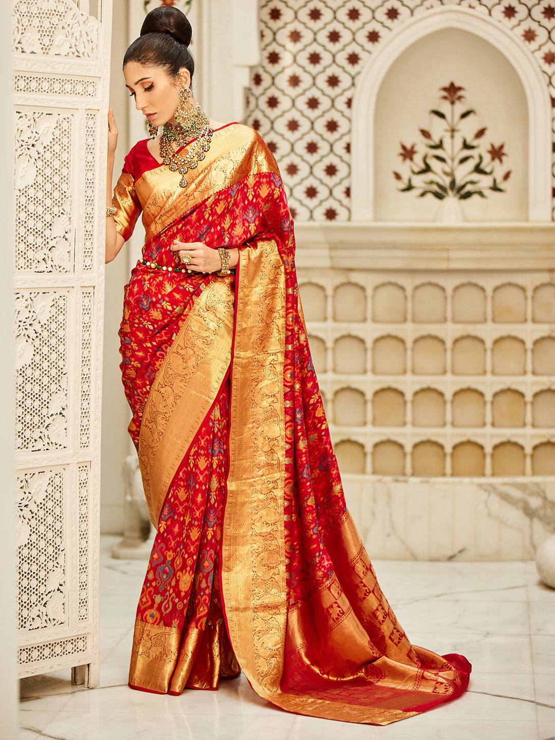Jamawar Woven Tussar Pashmina Saree