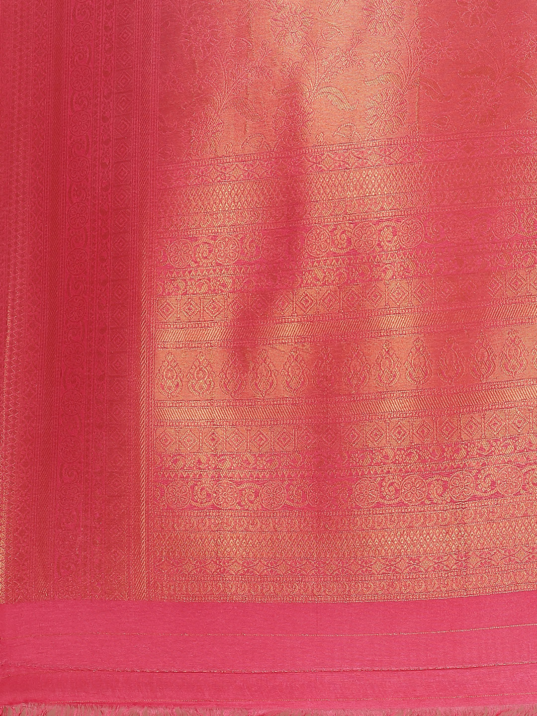 Brocade Zari Jaal  Art Handloom Saree With Contrast Blouse