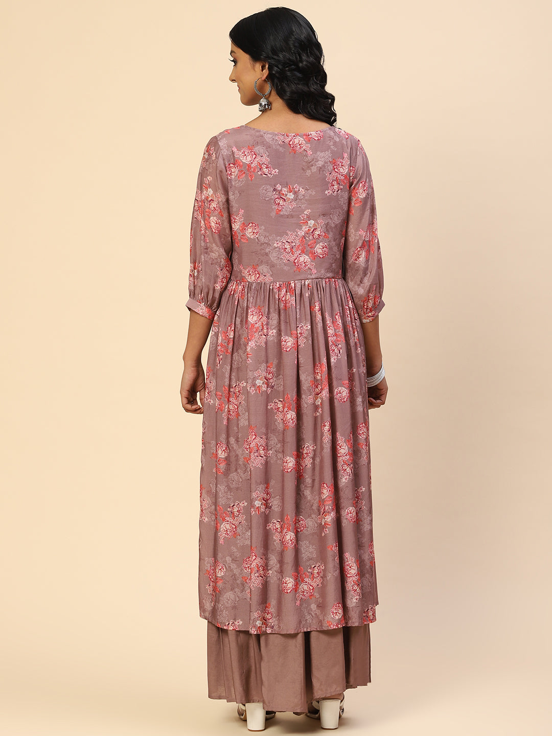 Floral Printed Muslin Kurta With Sharara