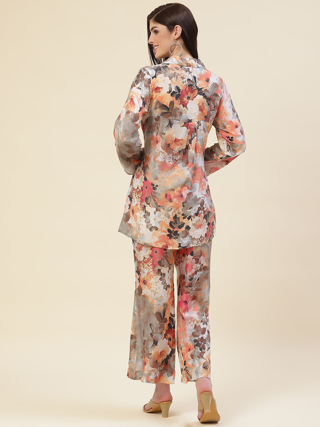 Multicolored Co-ord Set Short Kurti With Flared Pants