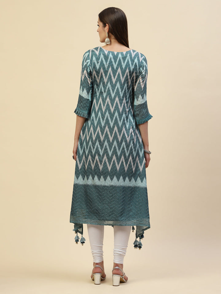 Resham Mirror Chiffon Kurta