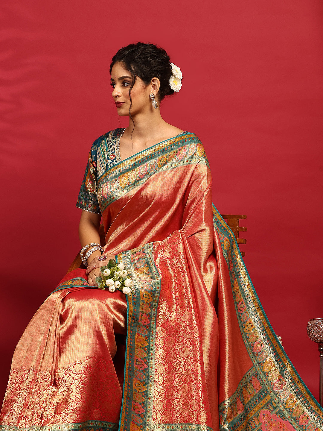Embroidered Dola Silk Saree