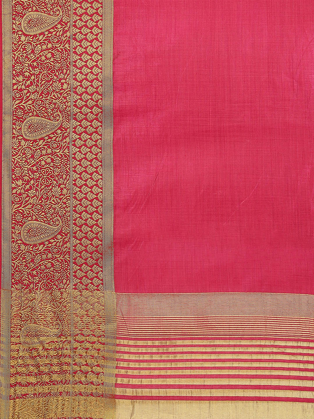 Plain Zari Border Art Handloom Woven Saree