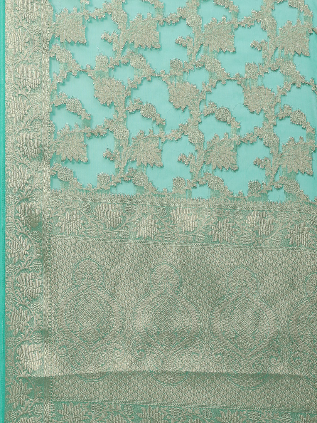 Floral Zari Jaal Organza Woven Saree