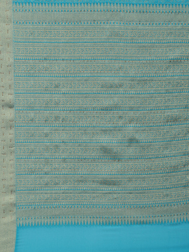 Light Brocade Georgette Plain Saree