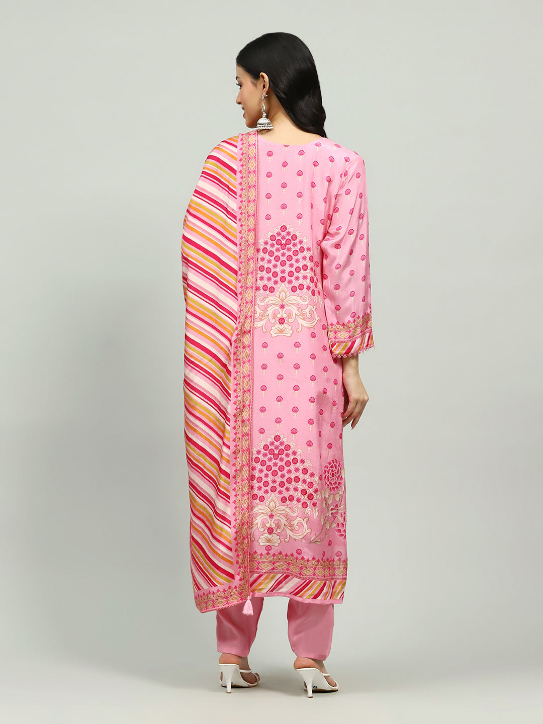 Printed Muslin Kurta With Pants &amp; Dupatta