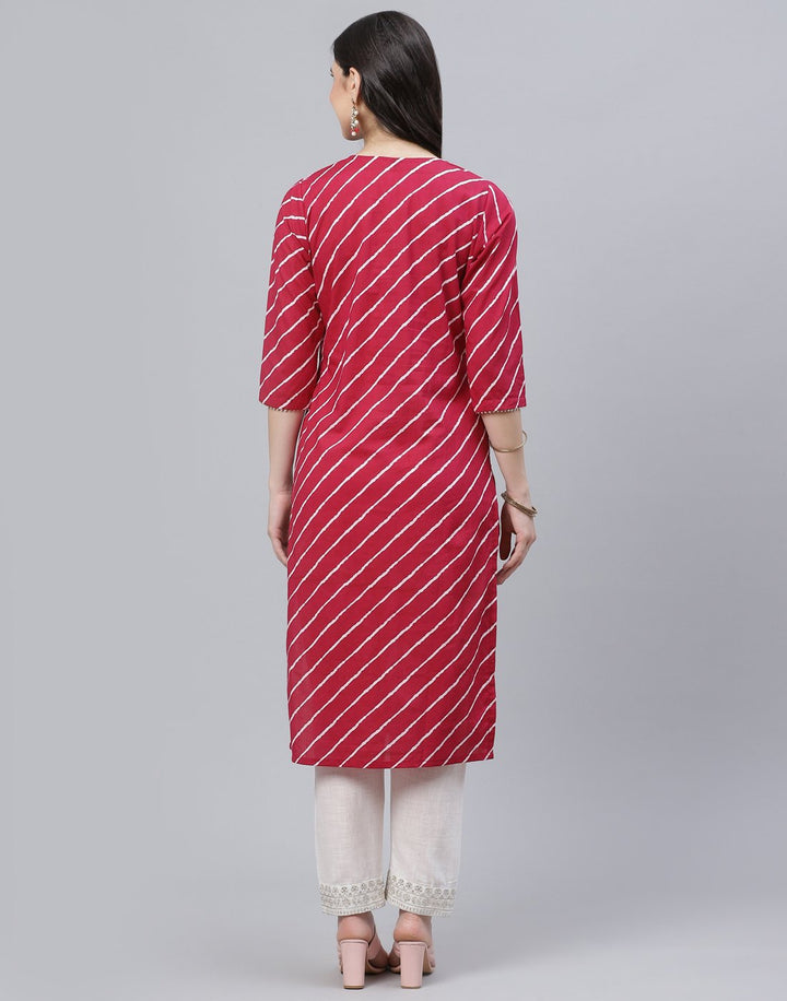 Embroidered Yoke Cotton Printed Kurti Pant Set