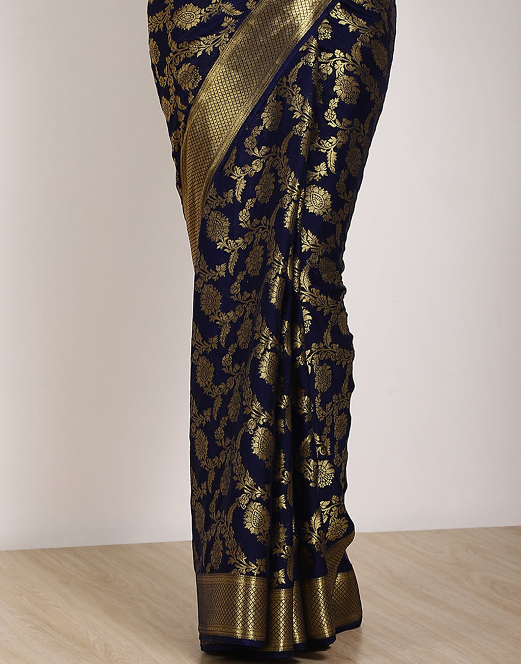 Navy Blue Art Crepe Saree