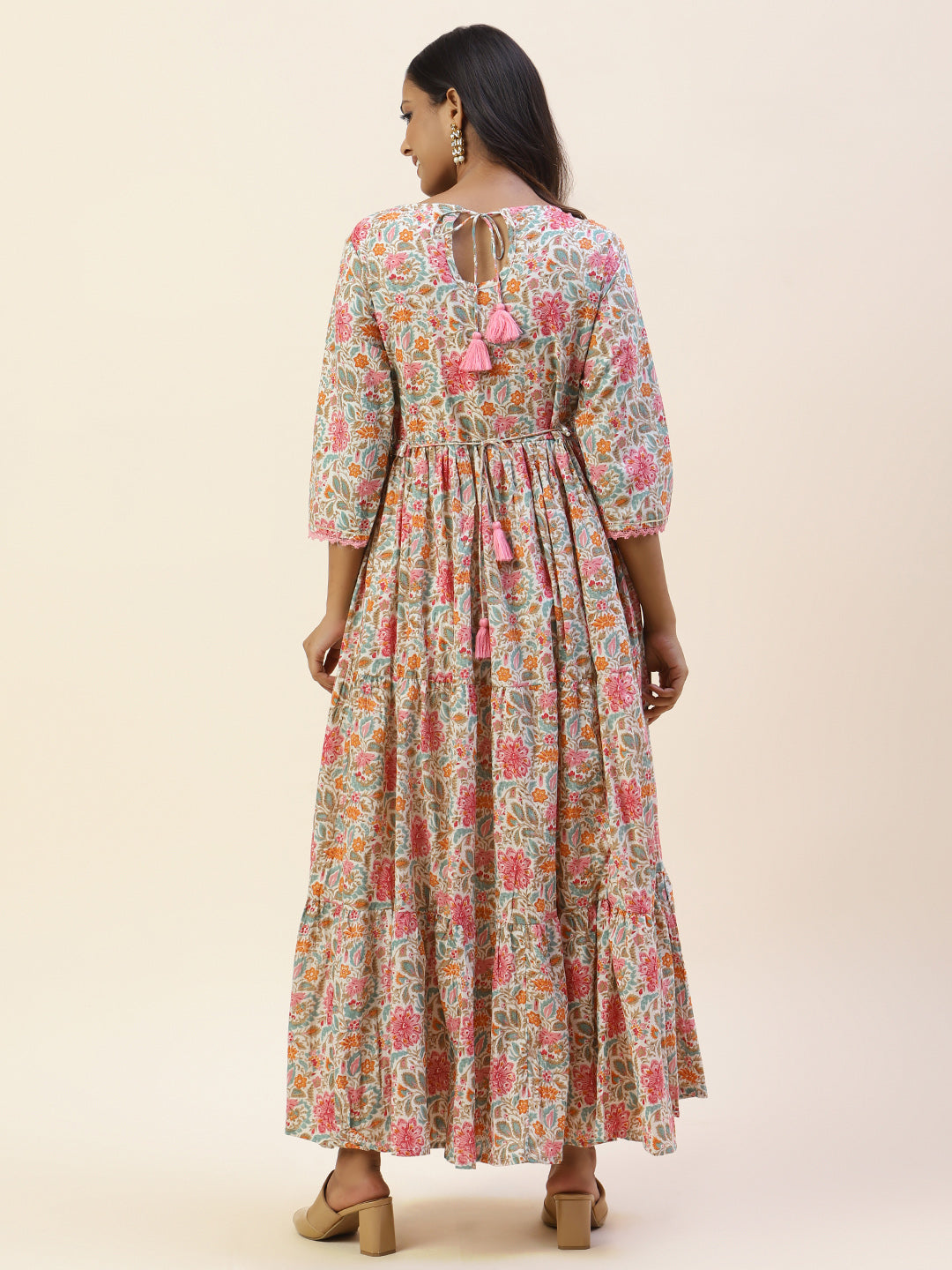 Printed &amp; Yoke Embroidered Cotton Kurta
