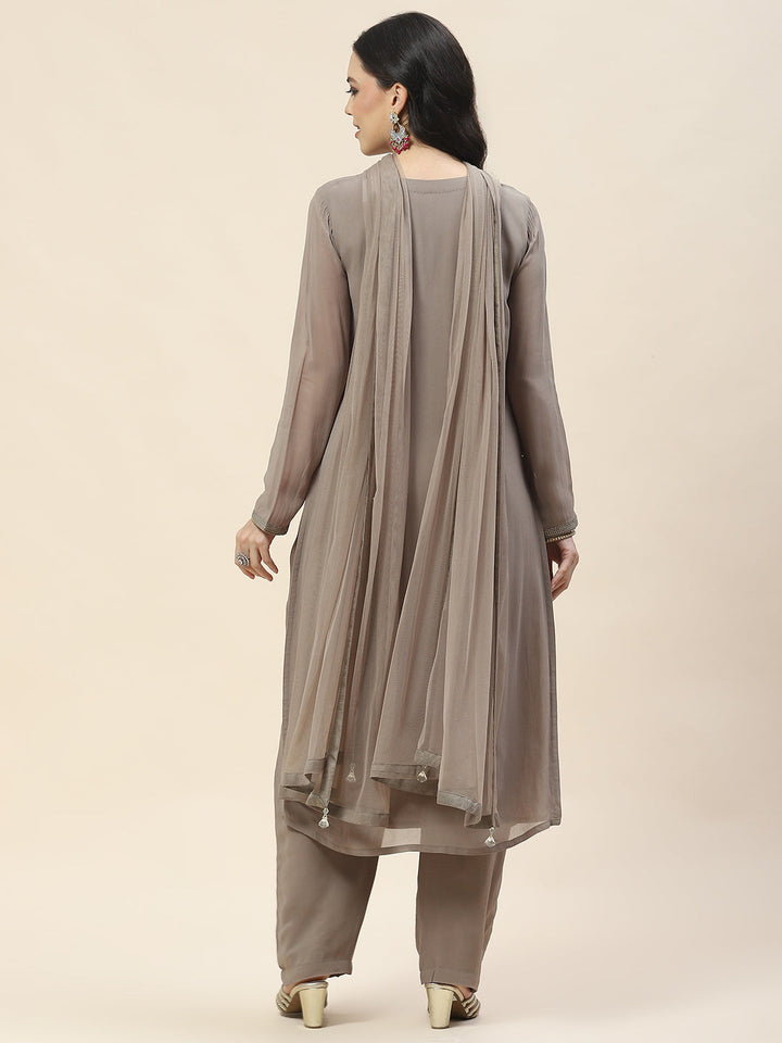 Georgette Suit Set With Net Dupatta