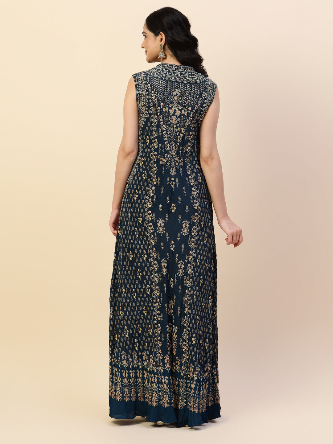 Digital Printed Crepe Gown