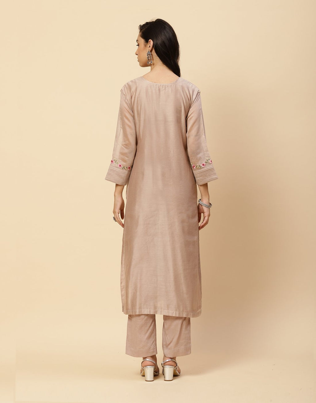 Embroidered Cotton Chanderi Salwar Kameez Stitched Suit With Chanderi Dupatta