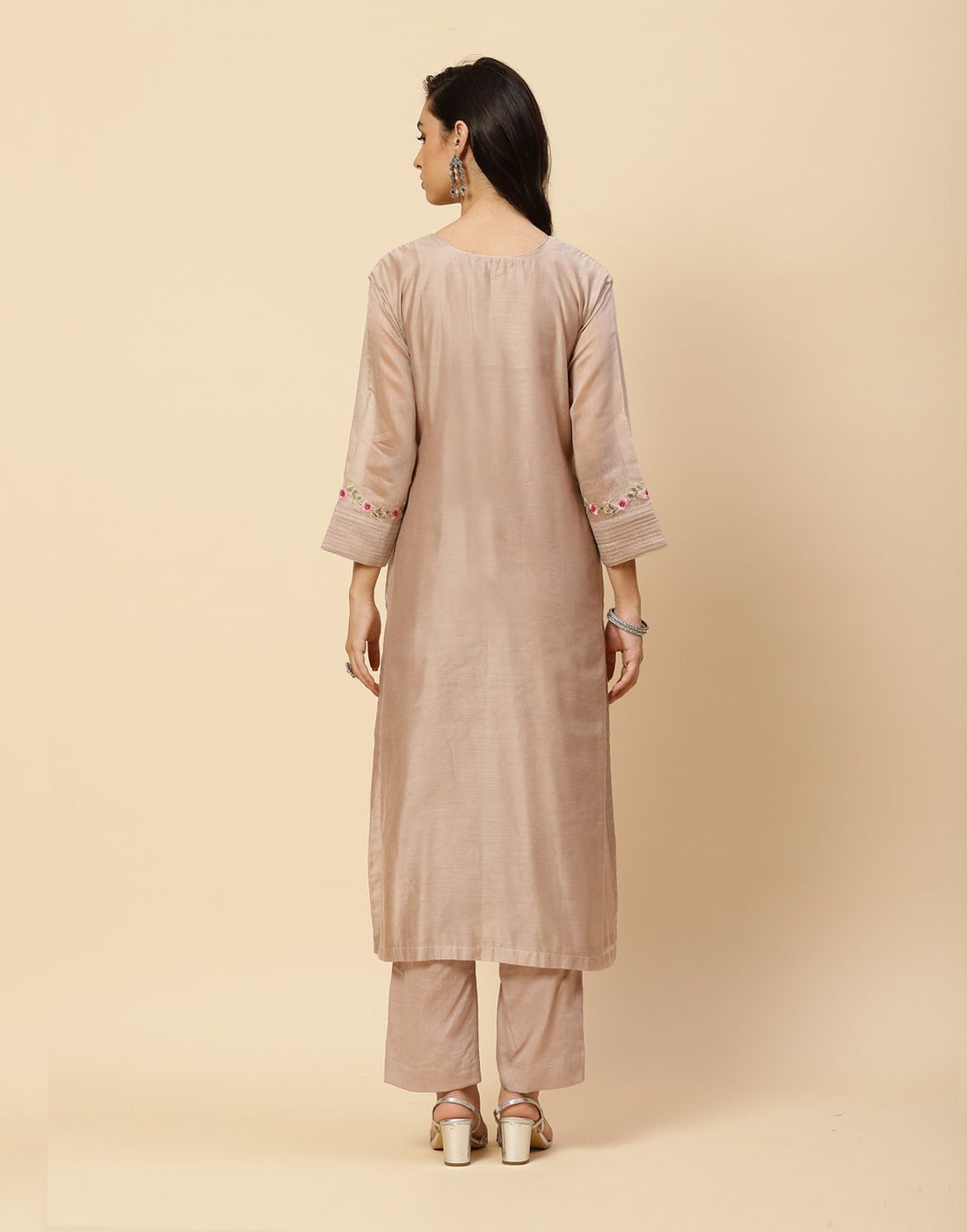 Embroidered Cotton Chanderi Salwar Kameez Stitched Suit With Chanderi Dupatta