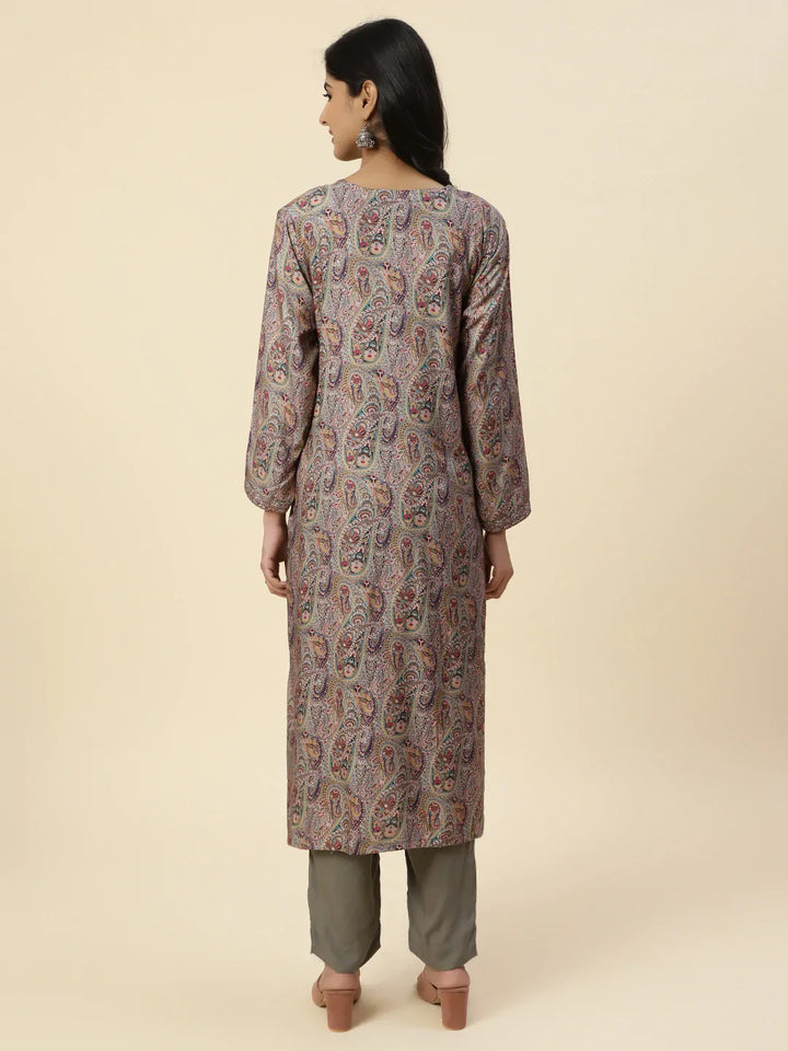 Printed Pashmina Kurta With Pants