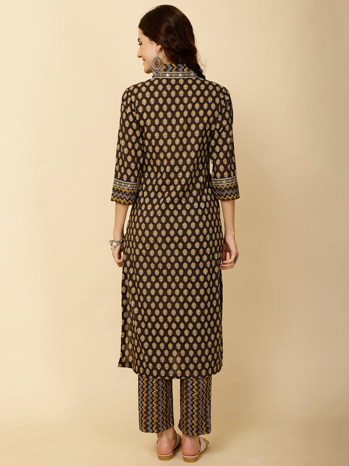 Floral Printed Cotton Kurta With Pants