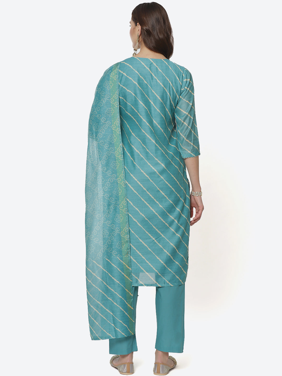Embroidered Cotton Salwar Kameez Stitched Suit With Chanderi Dupatta