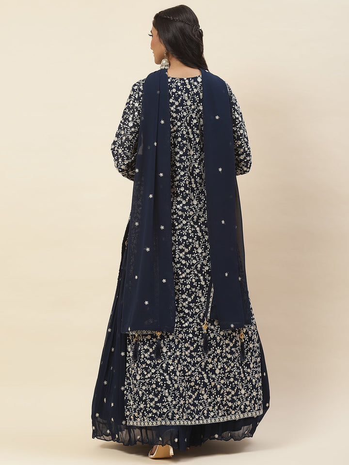 Georgette Kurta With Skirt &amp; Dupatta