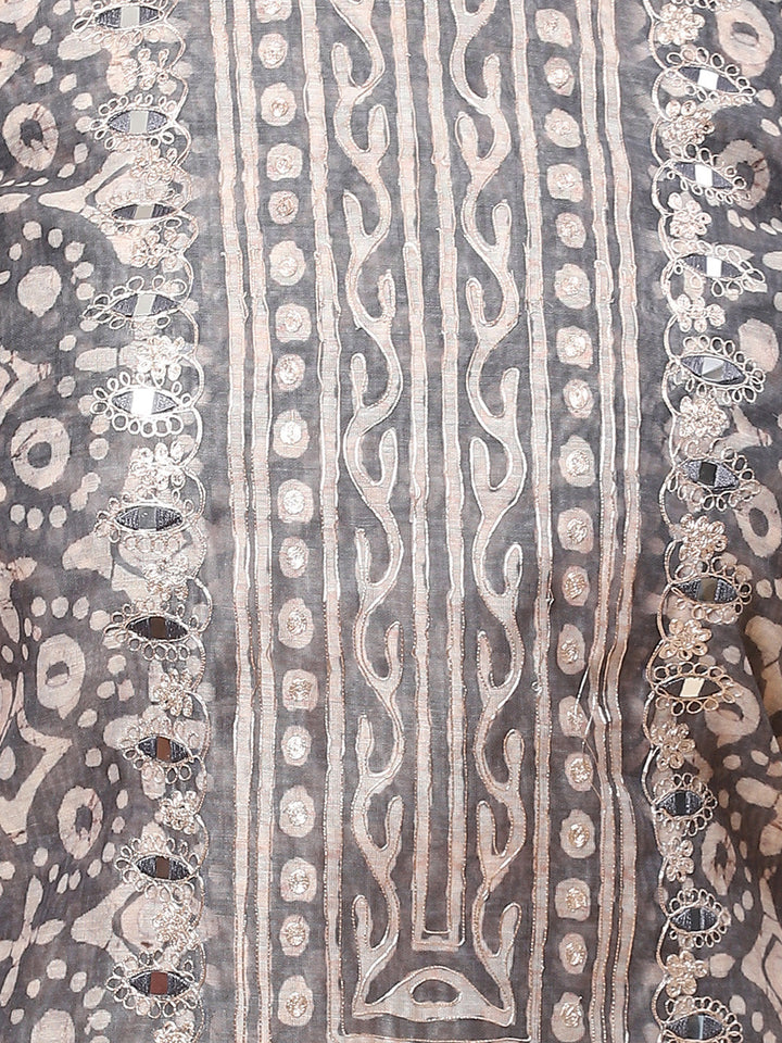 Printed Chanderi Unstitched Suit Piece With Dupatta