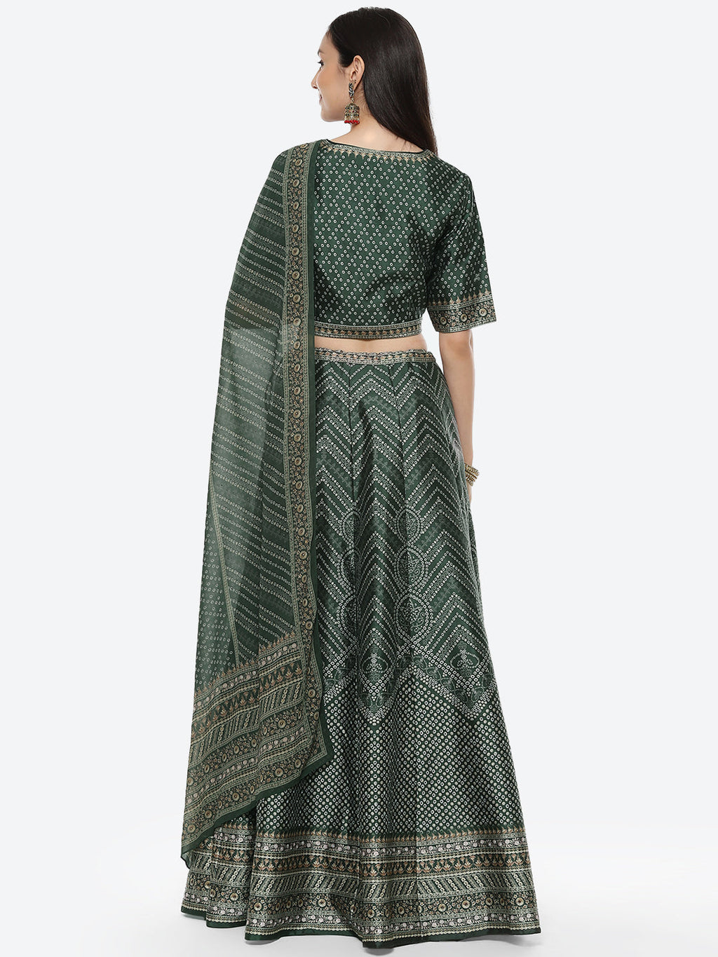 Printed Choli With Lehenga & Net Dupatta