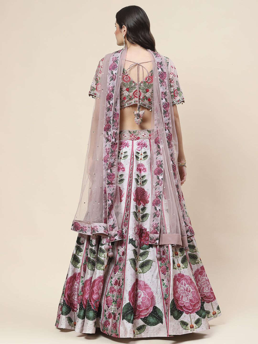 Floral Printed Handloom Choli With Lehenga &amp; Dupatta